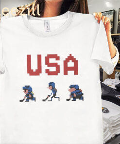 USA Hockey Inspired Pixel Art Shirt – Retro 8-Bit Hockey Tee