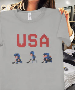 USA Hockey Inspired Pixel Art Shirt – Retro 8-Bit Hockey Tees