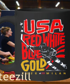 USA Hockey Red, White, Blue & Gold Shirt – Patriotic Hockey Fan TeeMug
