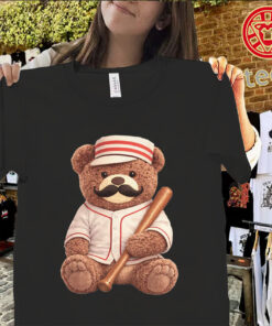 Baseball Bear Mustache Shirt – Funny Graphic TeeUniex Shirt