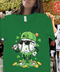 Baseball Drip Ice Cream Youth Shirt – St. Patrick’s Day Baseball Graphic Tee for Boys