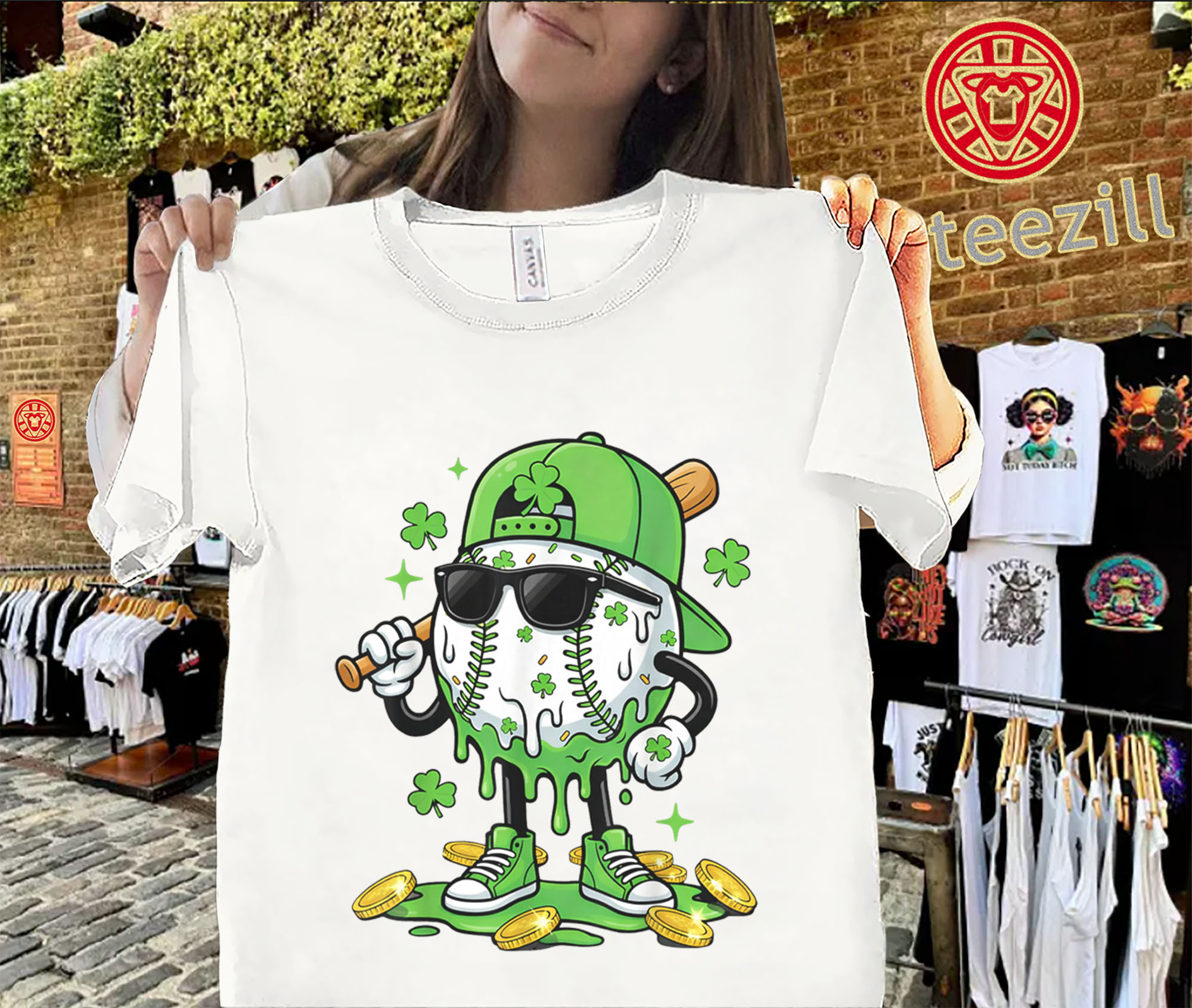 Baseball Drip Ice Cream Youth Shirt – St. Patrick’s Day Baseball Graphic Tee for Boyss