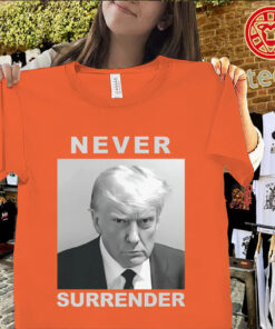 Black White Trump Mugshot Shirt – Never Surrender Graphic Tee