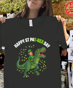 Dino St. Patrick’s Day Kids Shirt – Leprechaun Dinosaur Boys Graphic Tee