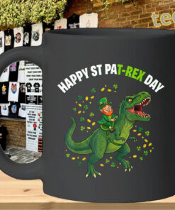 Dino St. Patrick’s Day Kids Shirt – Leprechaun Dinosaur Boys Graphic TeeMug