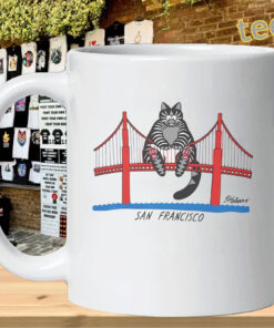 Funny Cat Shirt – San Francisco Bridge Graphic TeeMug Design