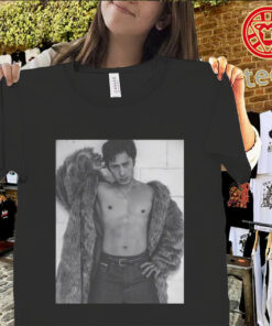 Hudson Williams Fur Coat Black and White Photo Shirt