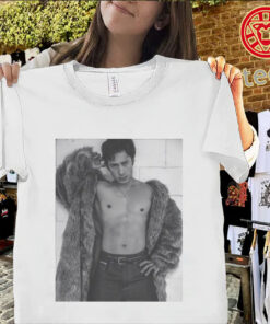 Hudson Williams Fur Coat Black and White Photo Shirt Uniex Shirt