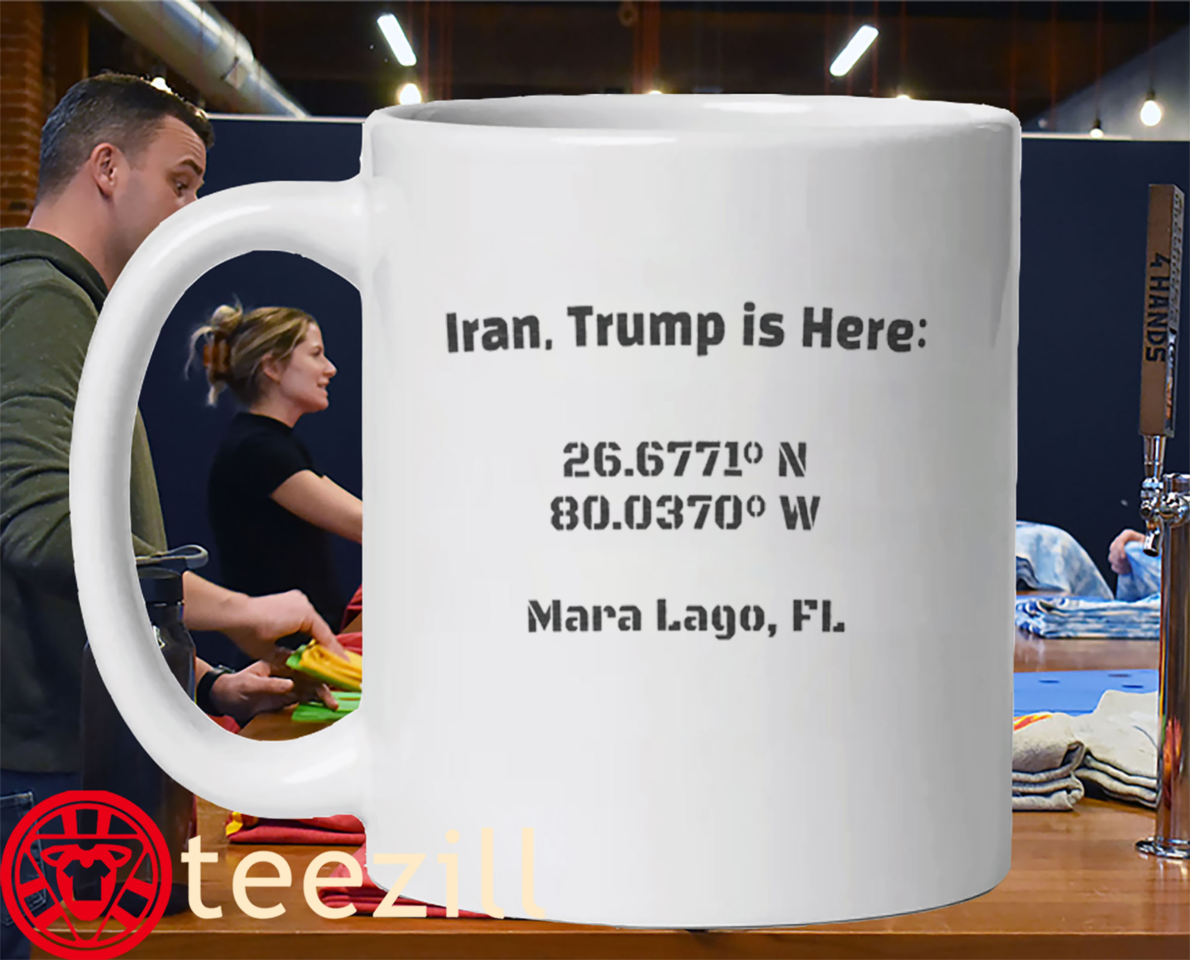 Iran–U.S. Political Commentary Shirt – Stencil Style Statement TeeMug