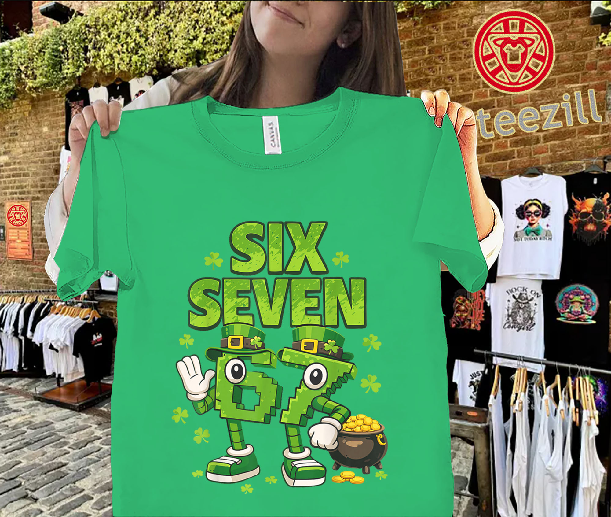 Kids Meme 67 Six Seven St. Patrick’s Day Shirt – Funny Italian Brainrot Graphic Tee