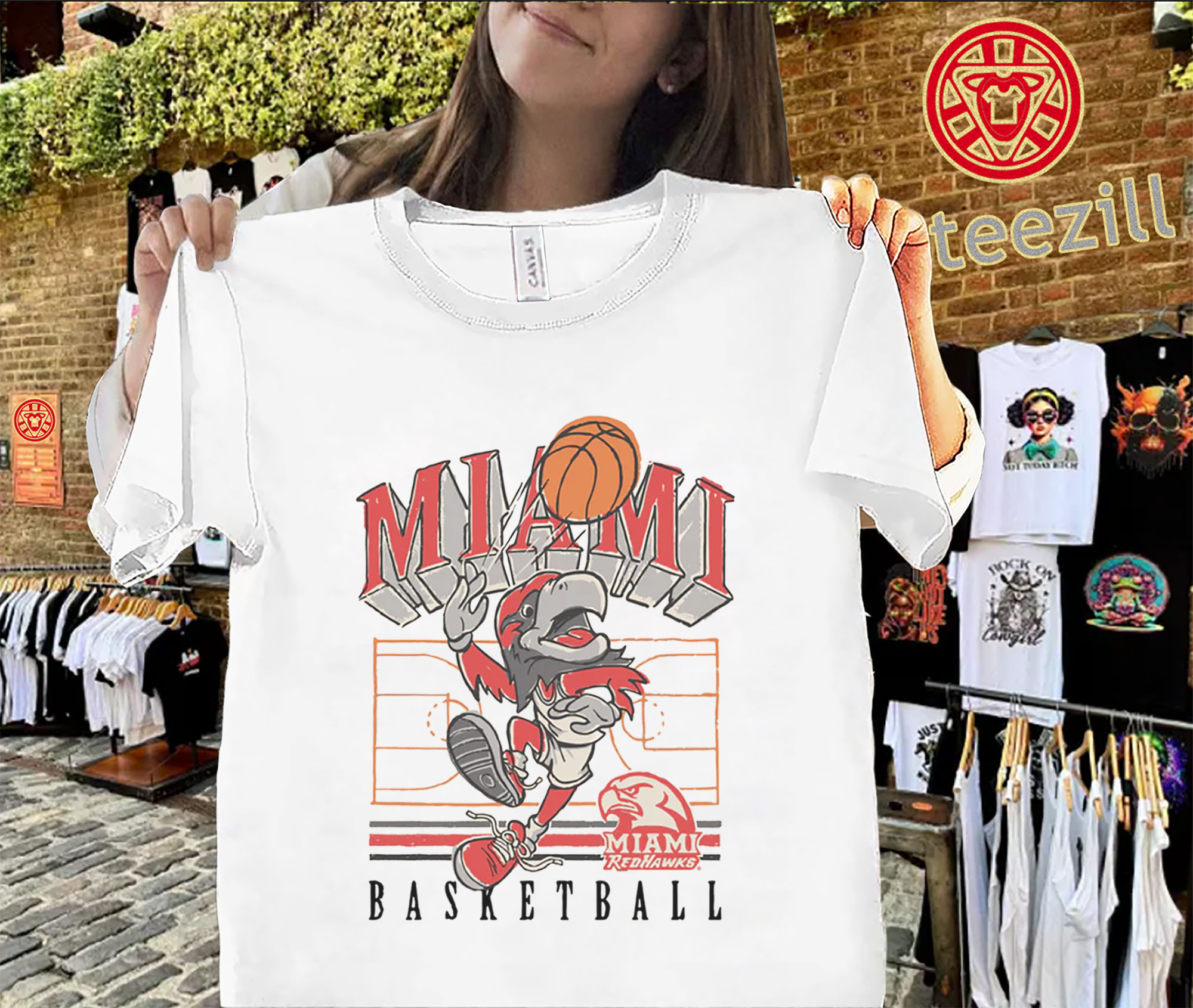 Miami RedHawks Cartoon Basketball Fan Shirt – RedHawks Tee