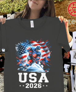 Patriotic American Flag Ice Hockey Shirt – USA Hockey Player Fan Graphic Tee