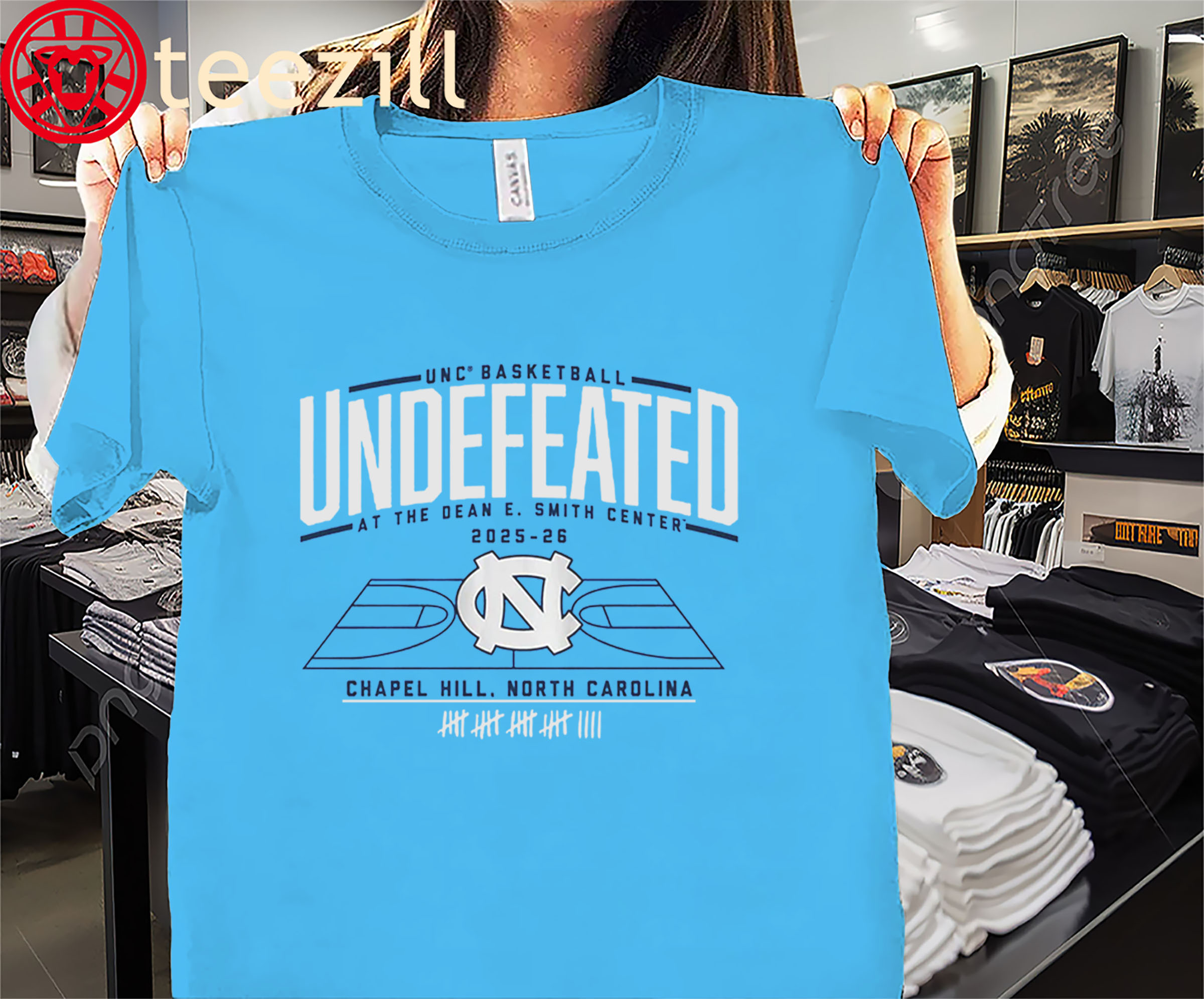 Undefeated at the Dean E. Smith Center Shirt - Tar Heels Fan Apparel