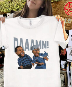 University Blue Daaamn Shirt matching Jordan 14 Black sneaker tee