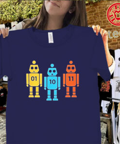 01 10 11 robot shirt funny binary code tech tee for programmers and nerds