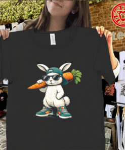 Cute Easter bunny with carrot rabbit shirt for kids and adults