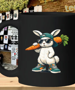 Cute Easter bunny with carrot rabbit mug