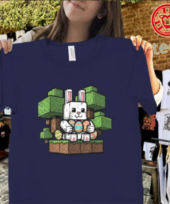 Easter gamer bunny pixel rabbit gaming shirt for kids and gamers
