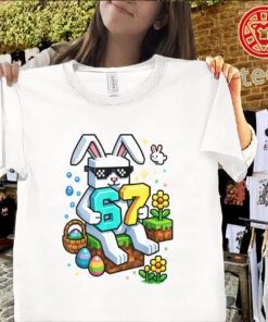 Happy Easter gamer bunny egg level 6 to 7 kids shirt meme tee