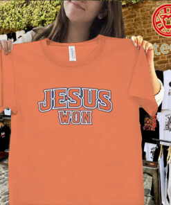 Jesus Won shirt inspired by Mike Trout baseball game day outfit faith based tee