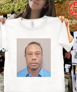 Tiger mugshot parody shirt seen at Houston Open funny golf meme tee