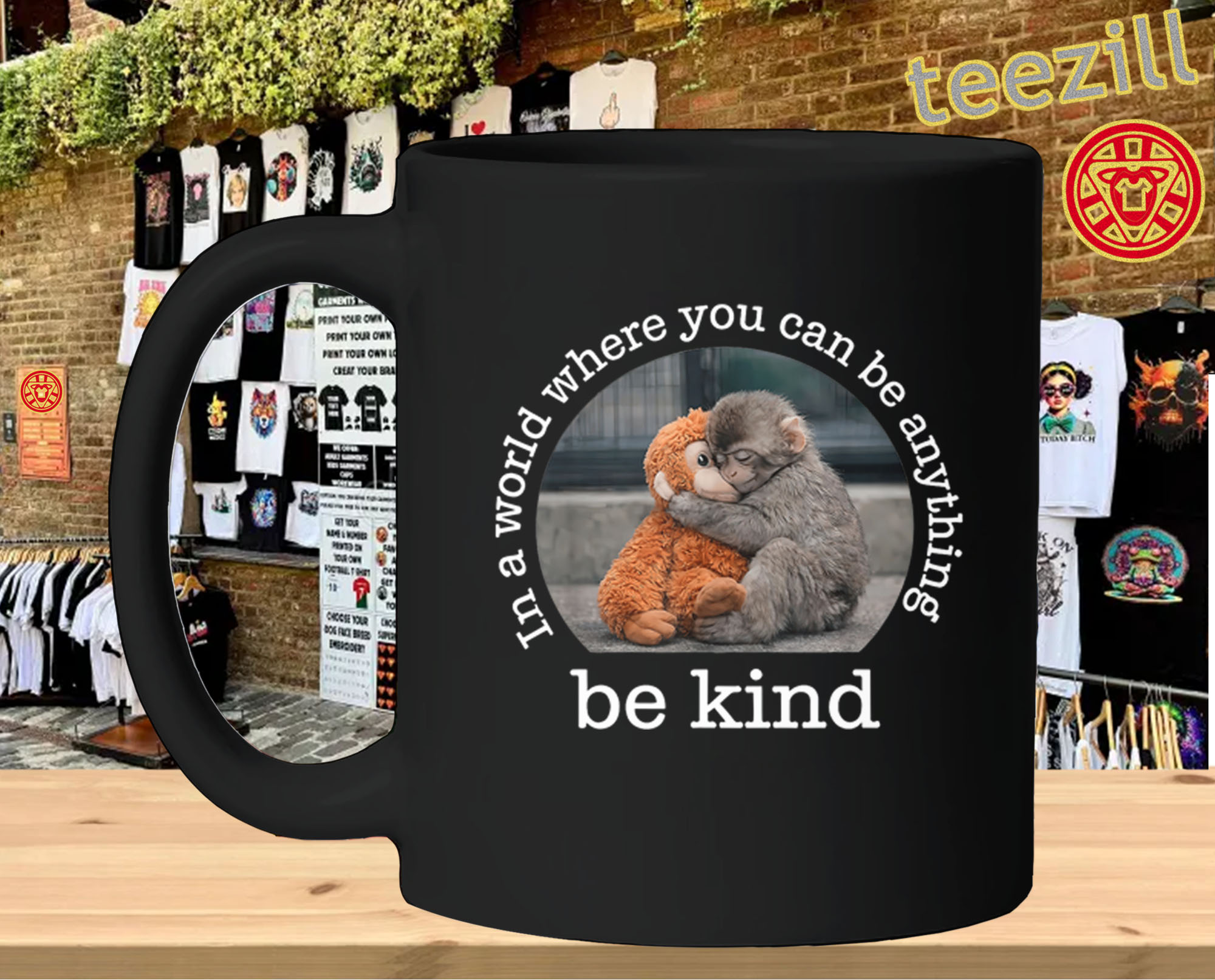 Be Kind Monkey Funny Positive Quote Tee mug-design