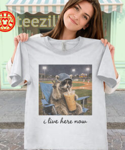 I Live Here Now Raccoon Baseball Tee