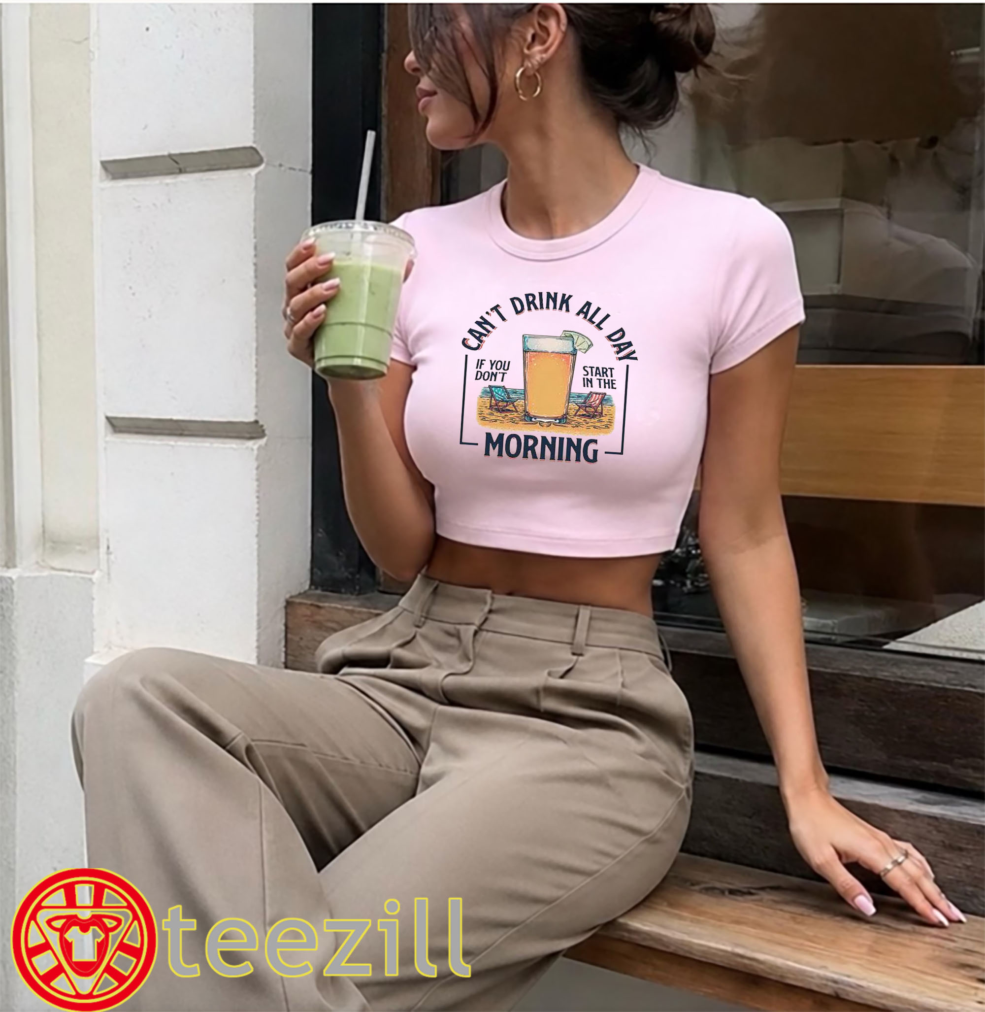 Can't Drink All Day Shirt – Funny Beach Drinking Tee Cropped
