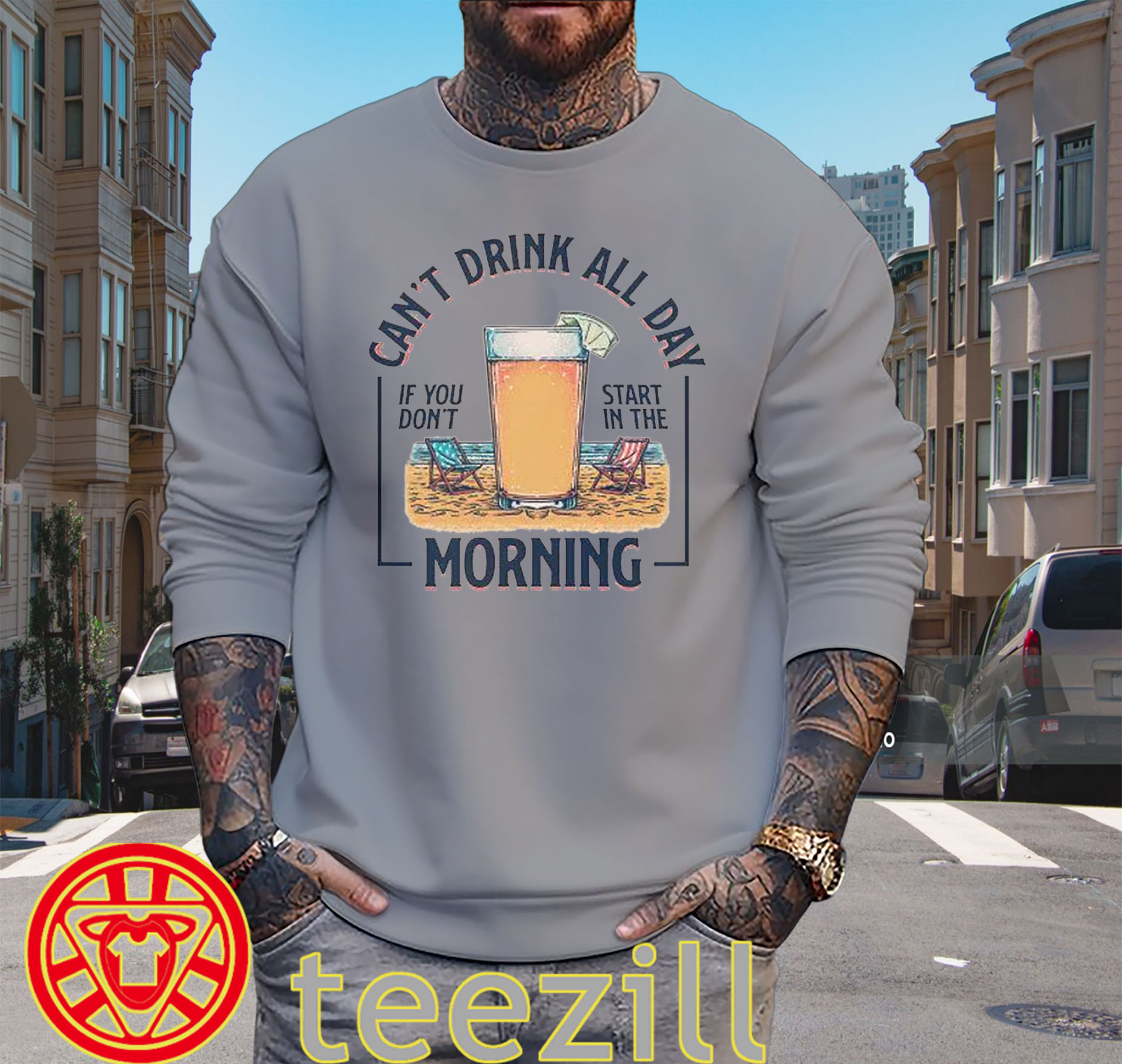 Can't Drink All Day Shirt – Funny Beach Drinking Tee Sweater