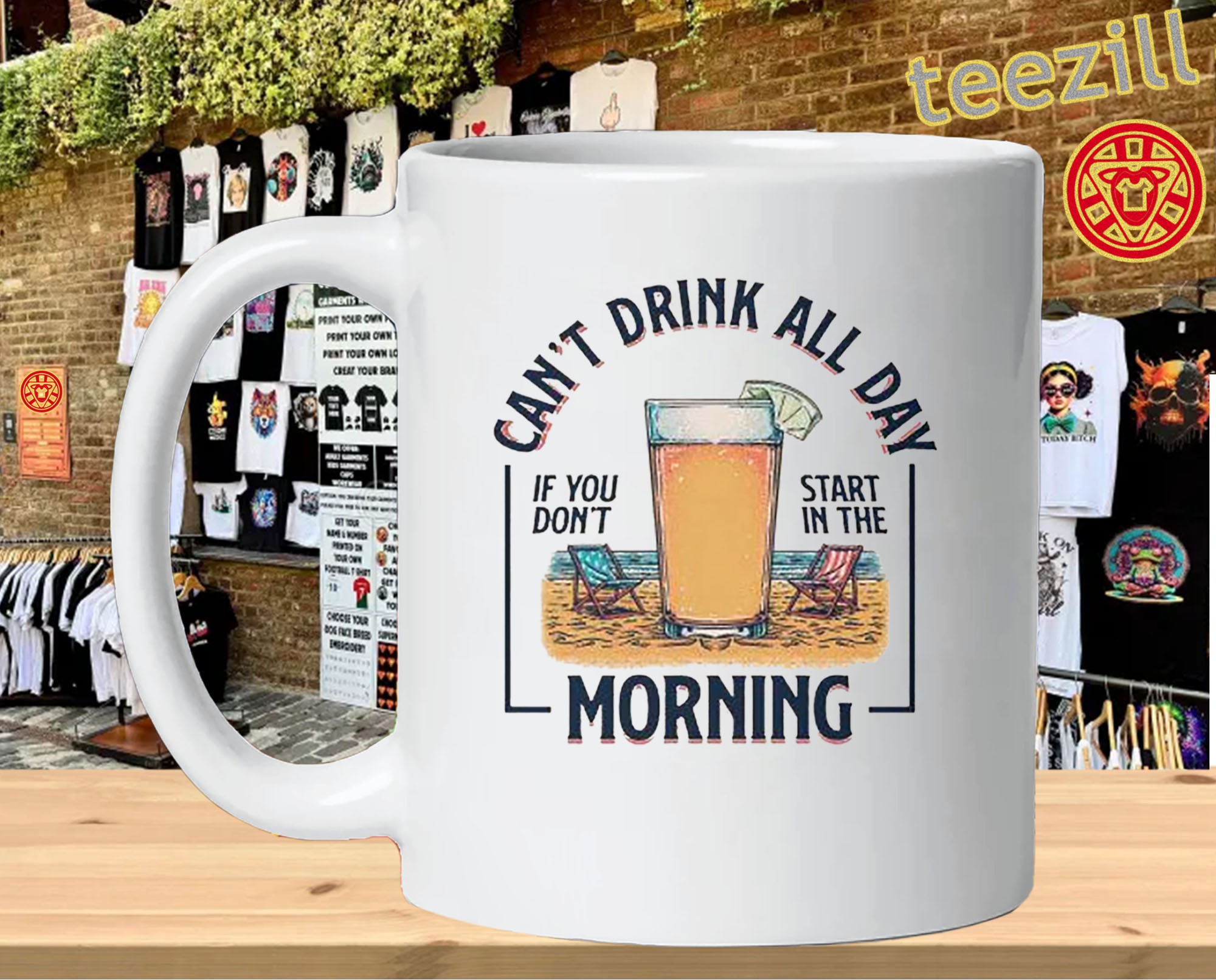 Can't Drink All Day – Funny Beach Drinking Tee Mug