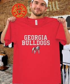 Georgia Bulldogs Text Logo Stack Shirt – Red Black Football Fan Gear