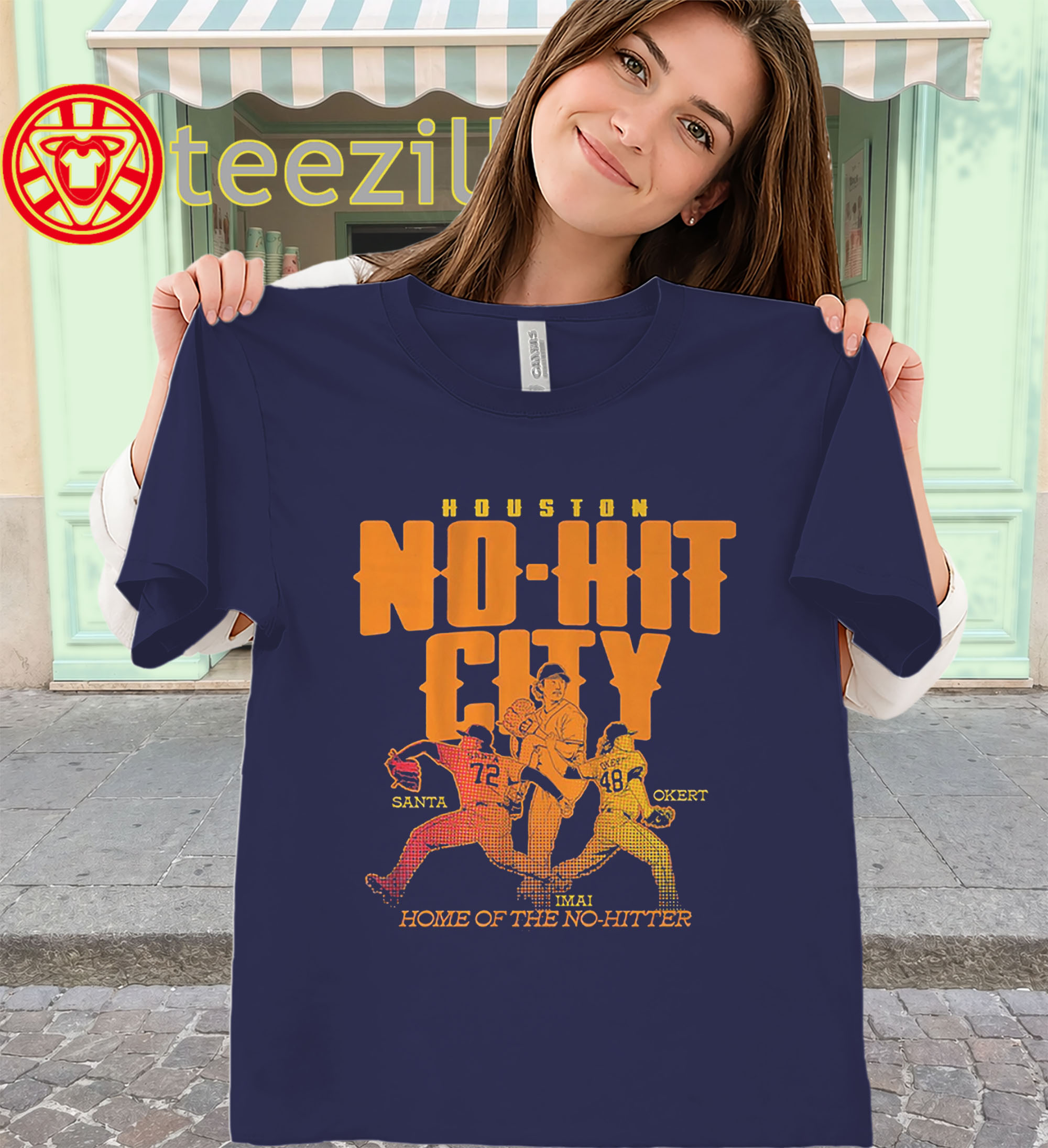Houston No-Hitter City Shirt - Tatsuya Imai- Steven Okert & Alimber Santa