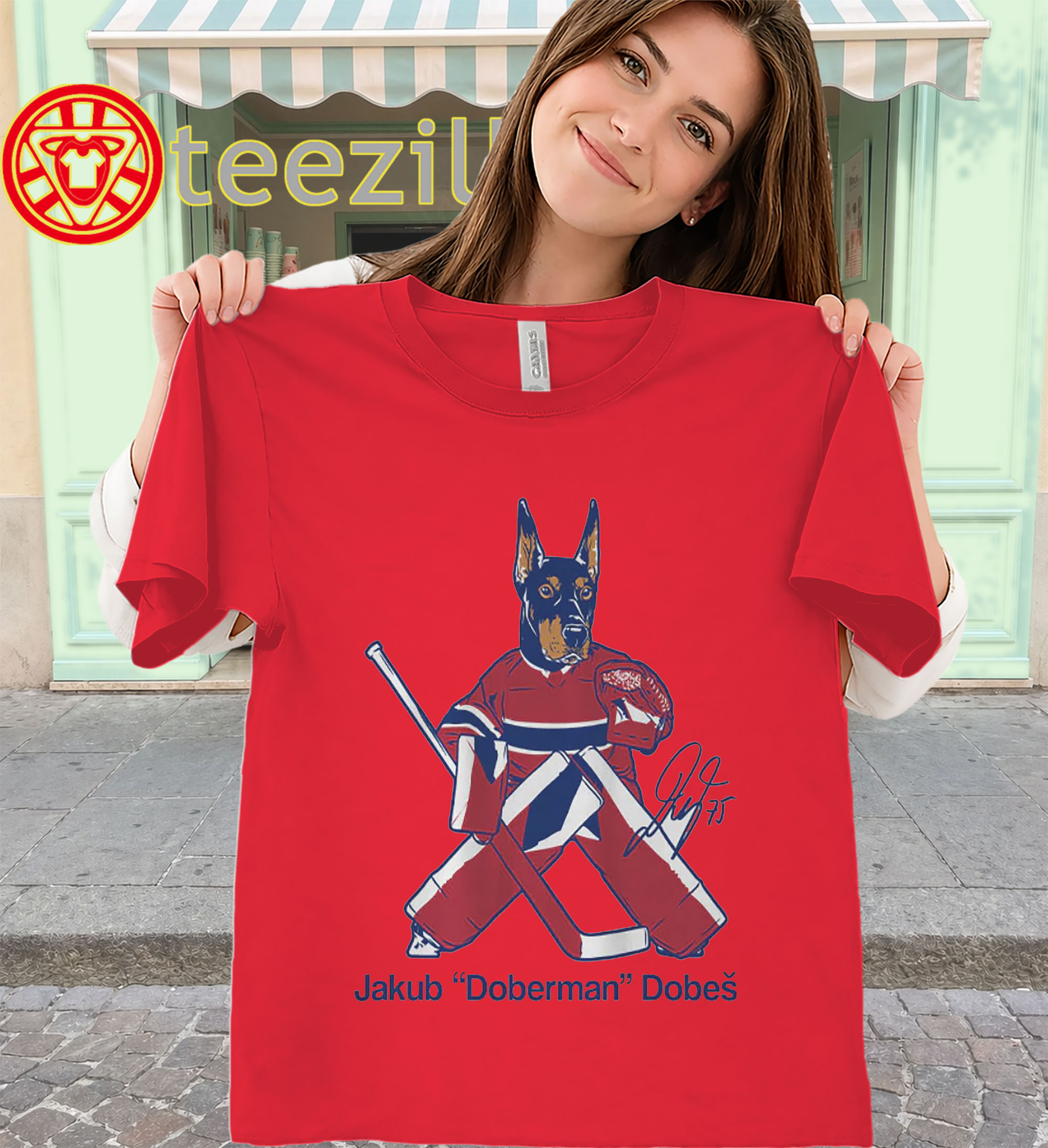 Jakub Dobes Doberman Montreal Hockey Shirt – Fan Gear women-classic
