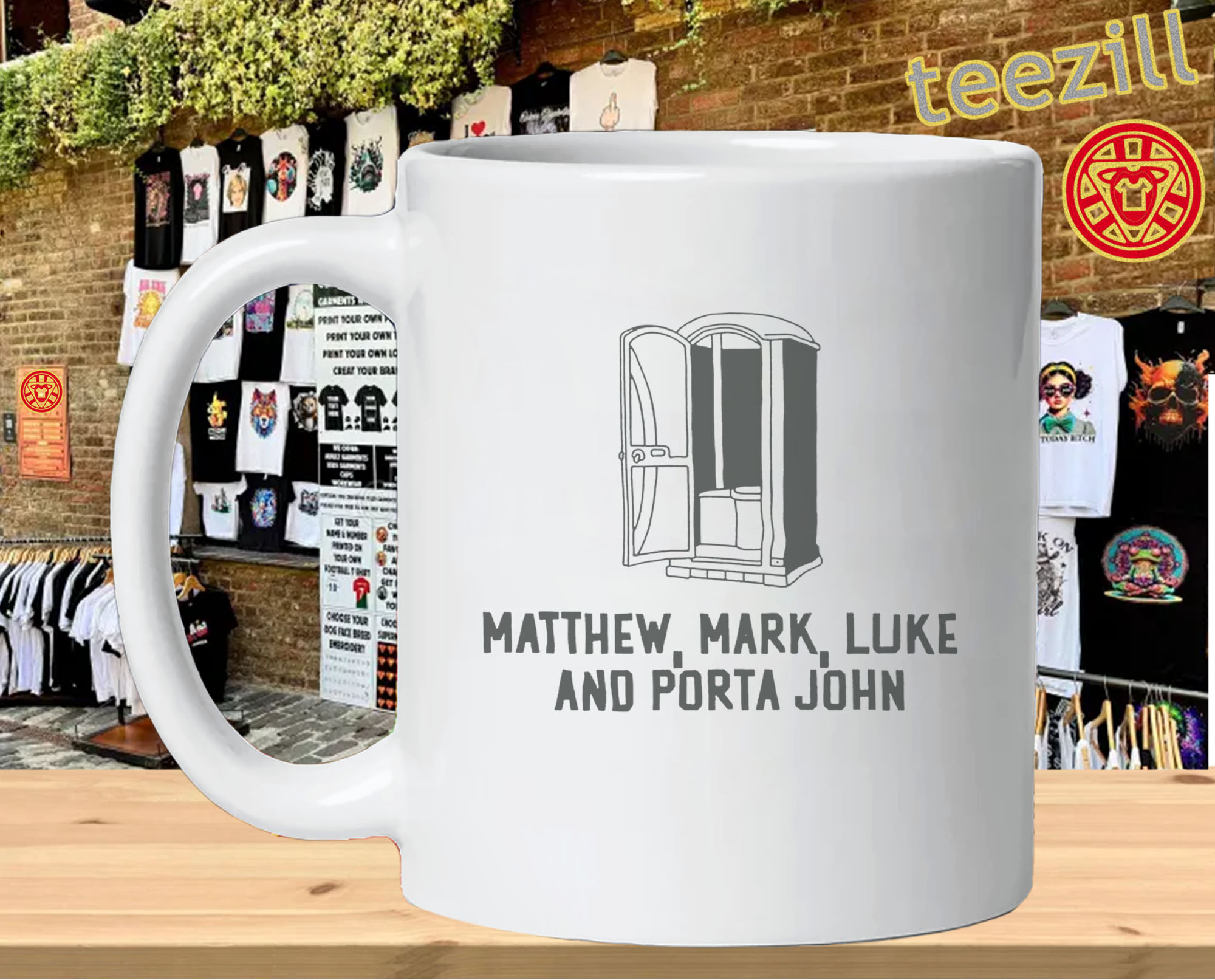 Matthew Mark Luke and Porta John - Funny Christian mug