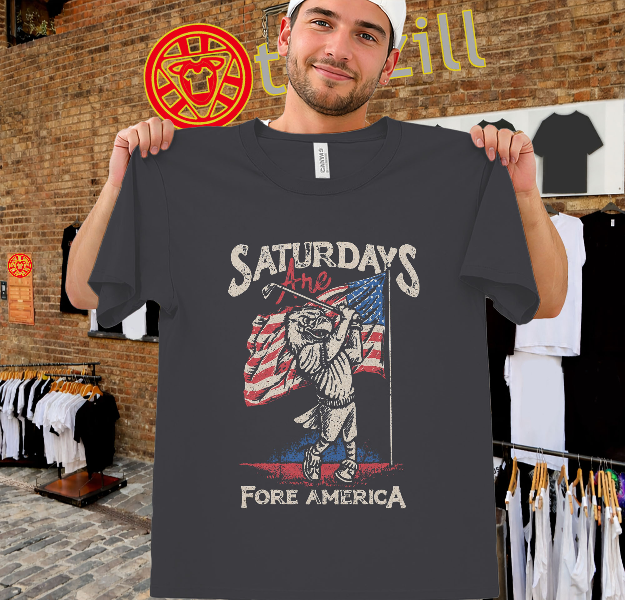Patriotic Golf Tee – Saturdays Are Fore America men-unisex