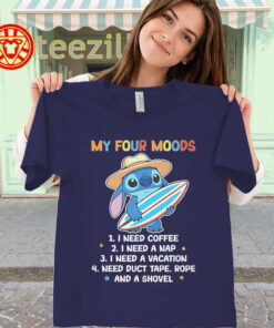 Stitch My Four Moods Shirt – Coffee Nap Vacation Tee classic