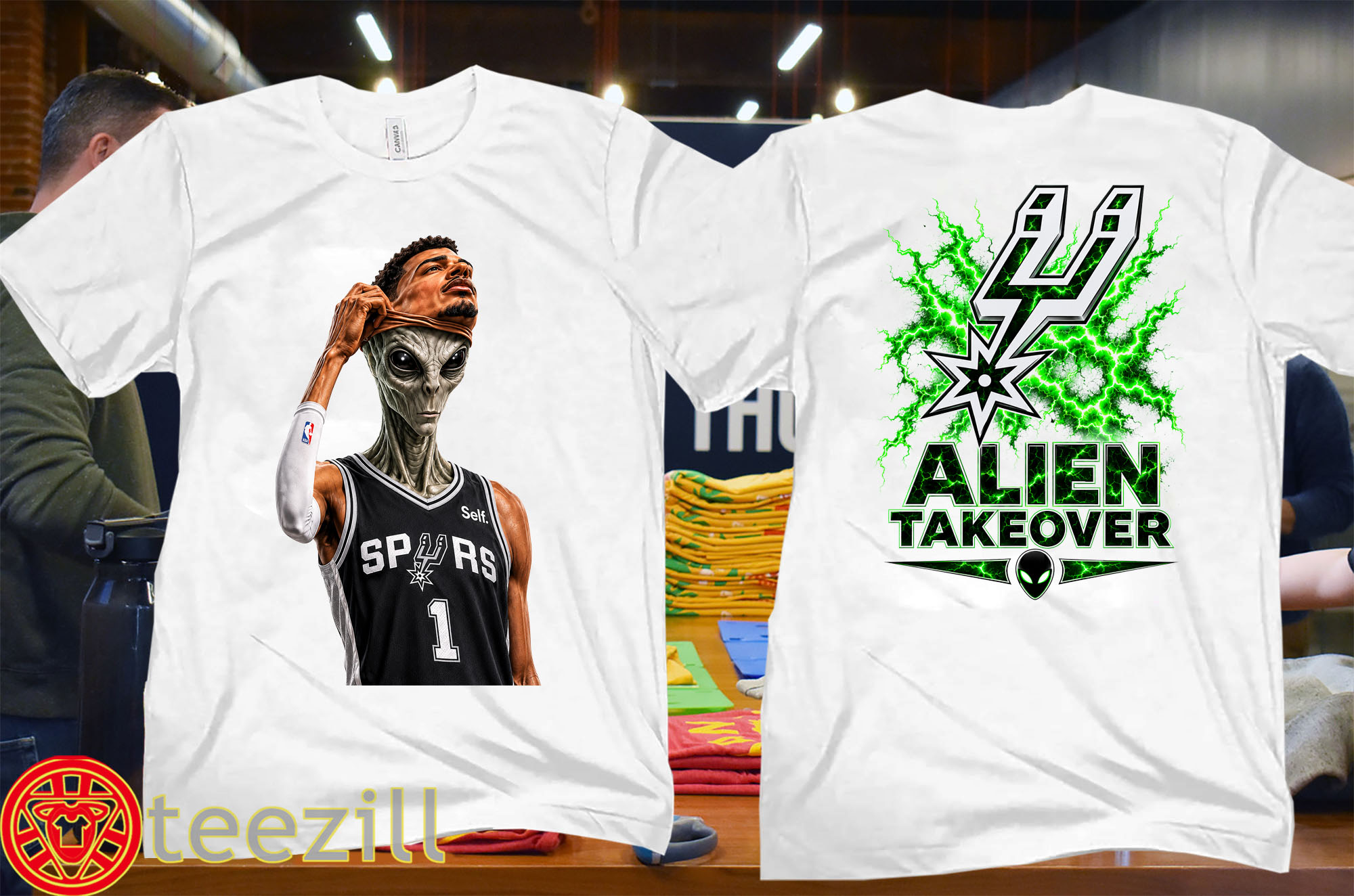Alien Takeover Shirt - Wembanyama Face Reveal Spurs