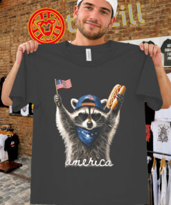 America Raccoon Hot Dog Shirt - USA 250 Years 4th of July Tee