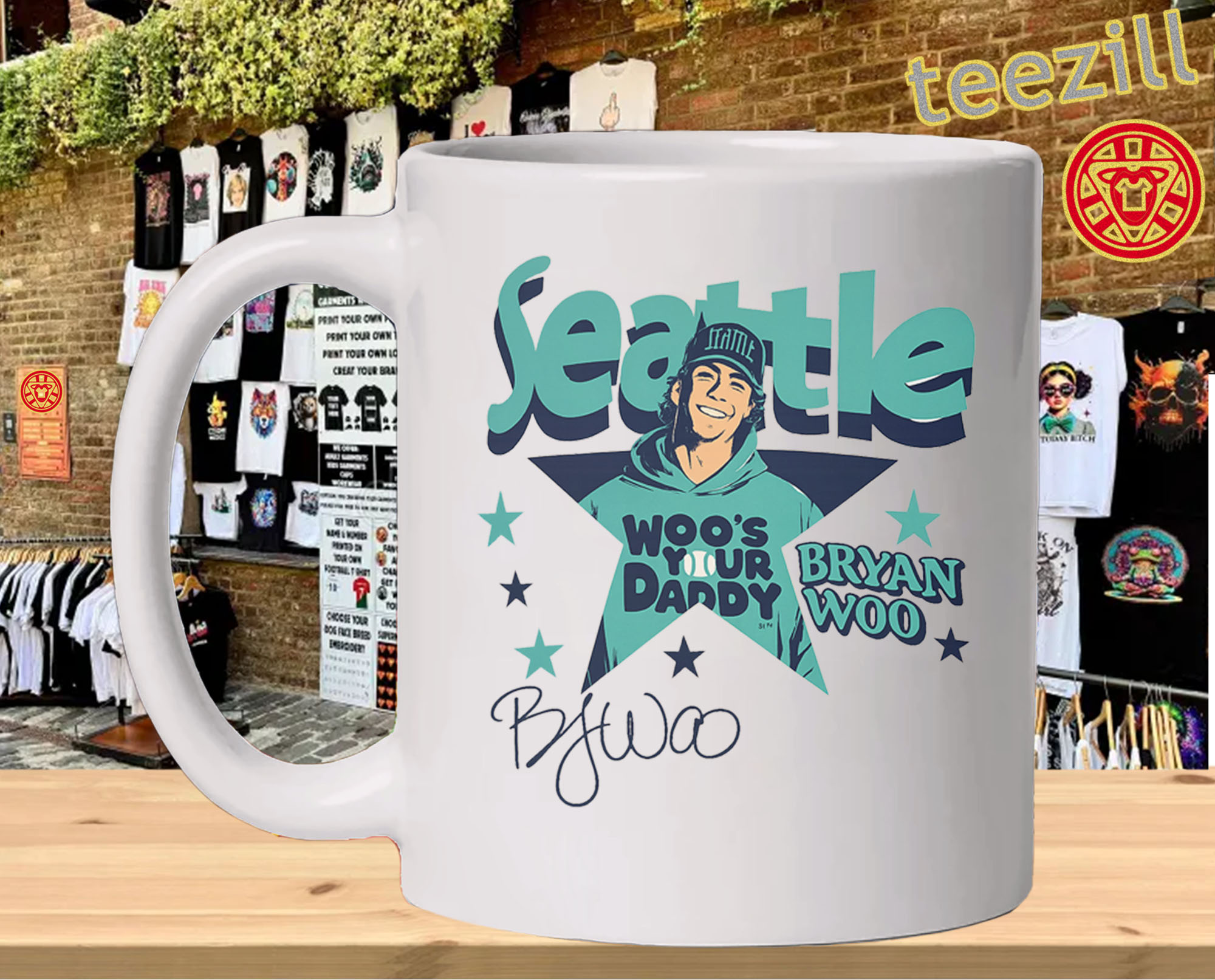 Bryan Woo Shirt - Woo's Your Daddy Seattle Baseball mug