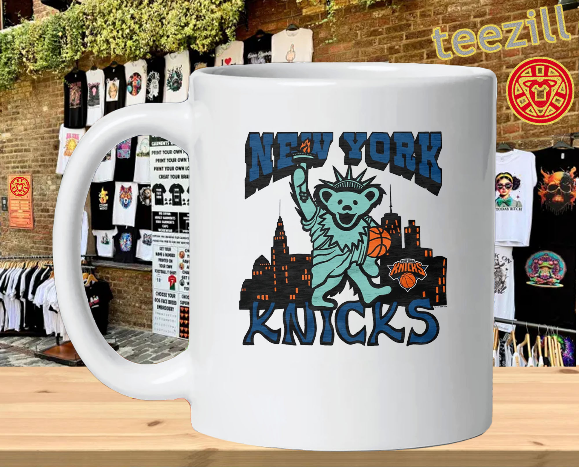 Grateful Dead New York Knicks Bear - Deadhead Basketball mug