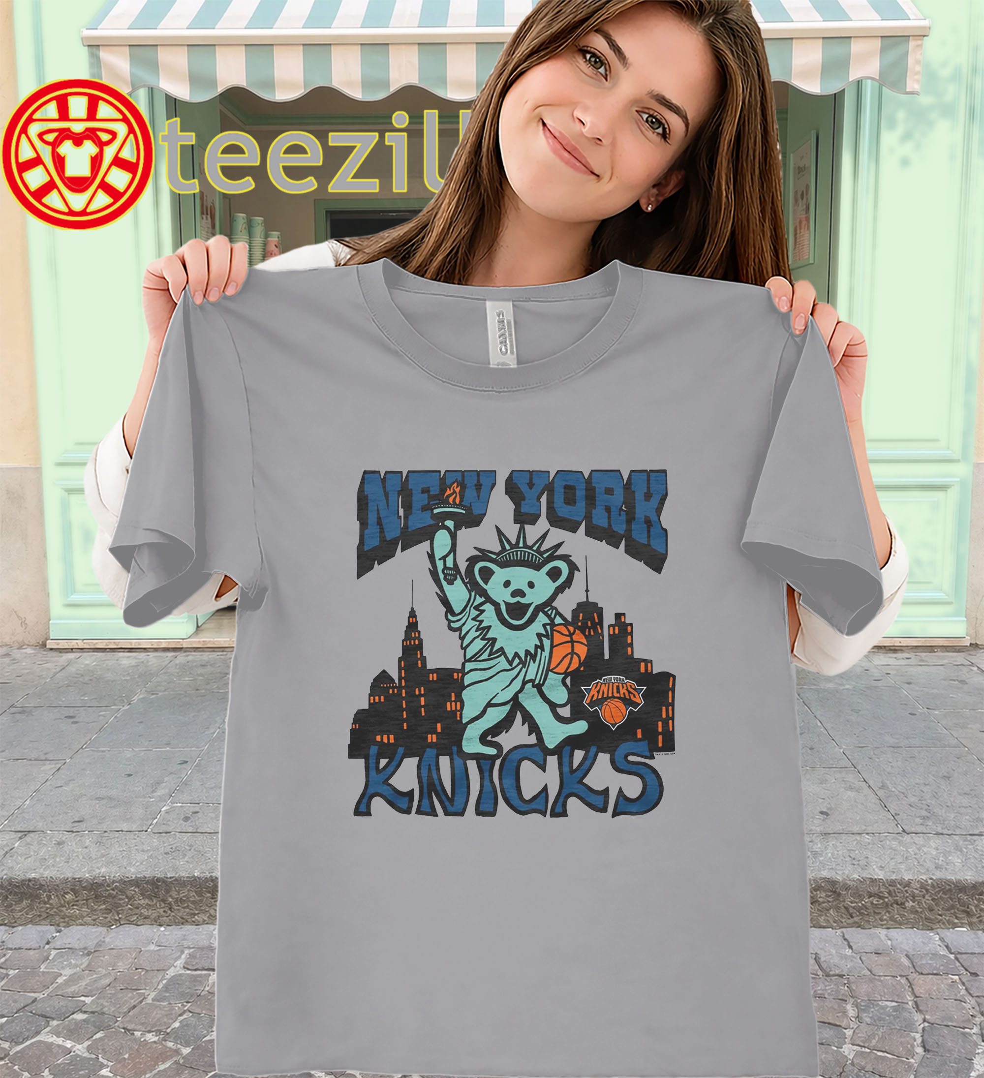 Grateful Dead New York Knicks Bear Shirt - Deadhead Basketball Tee-classic