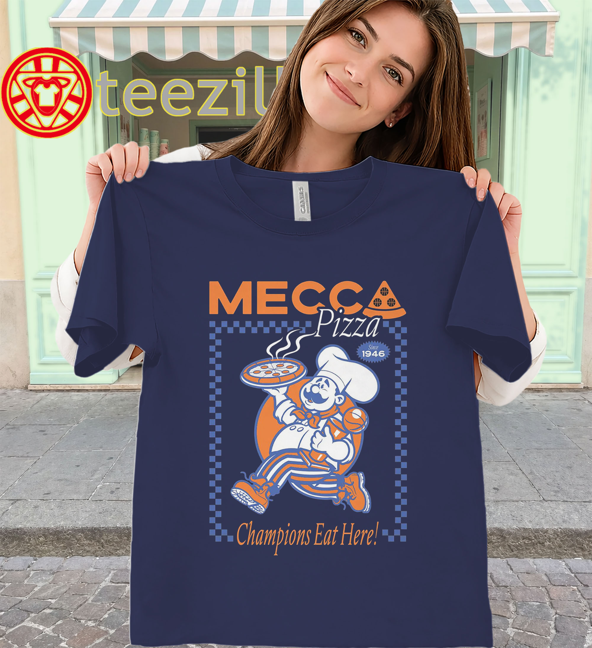Mecca Pizza Champions Eat Here Shirt - NY Basketball Fan classic
