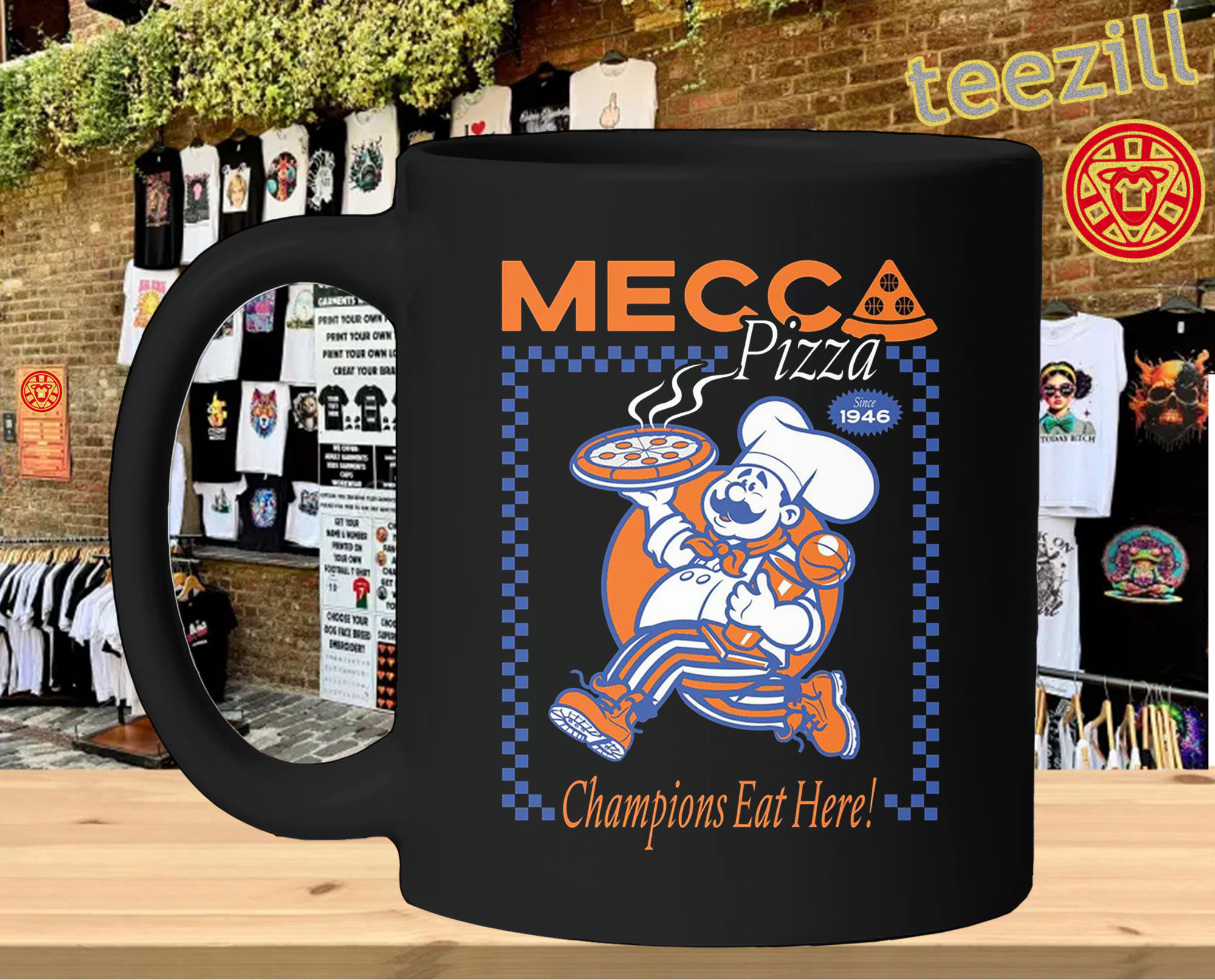Mecca Pizza Champions Eat Here Shirt - NY Basketball Fan mug