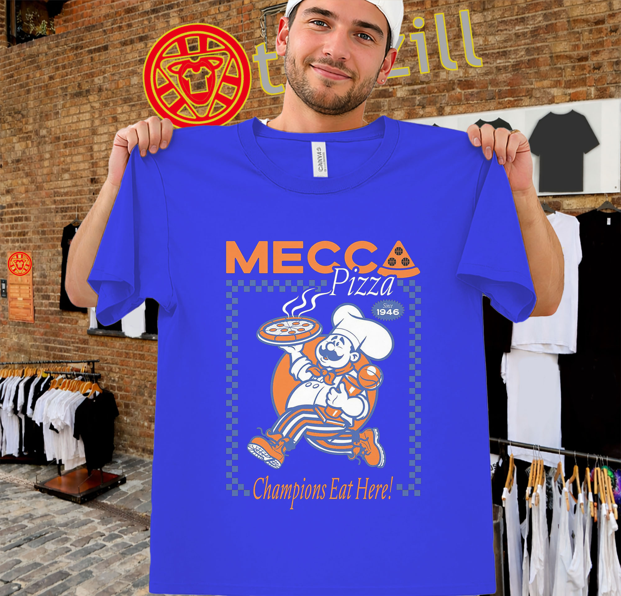 Mecca Pizza Champions Eat Here Shirt - NY Basketball Fan