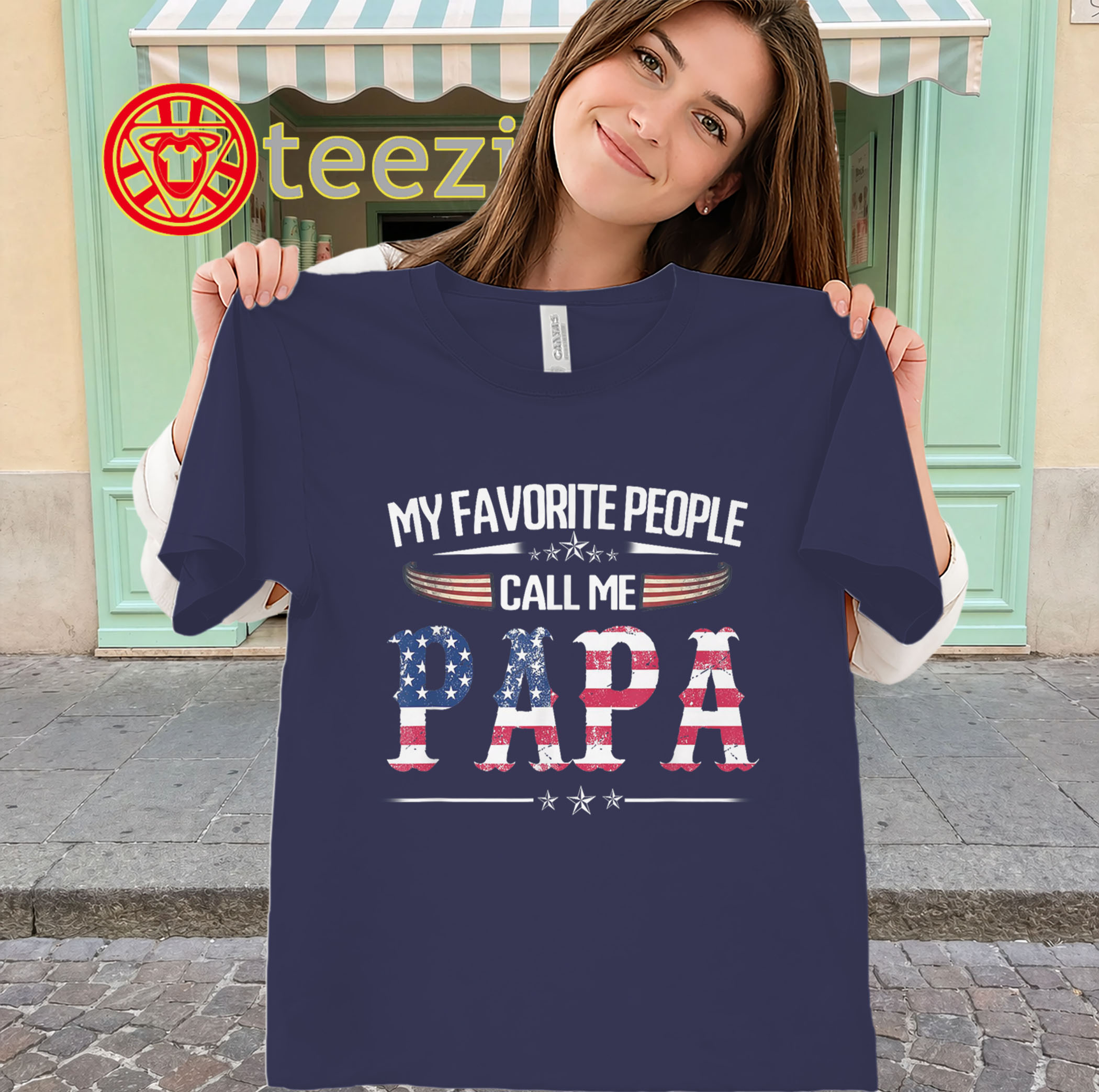 My Favorite People Call Me Papa Shirt - USA Flag Father's Day Tee-classic