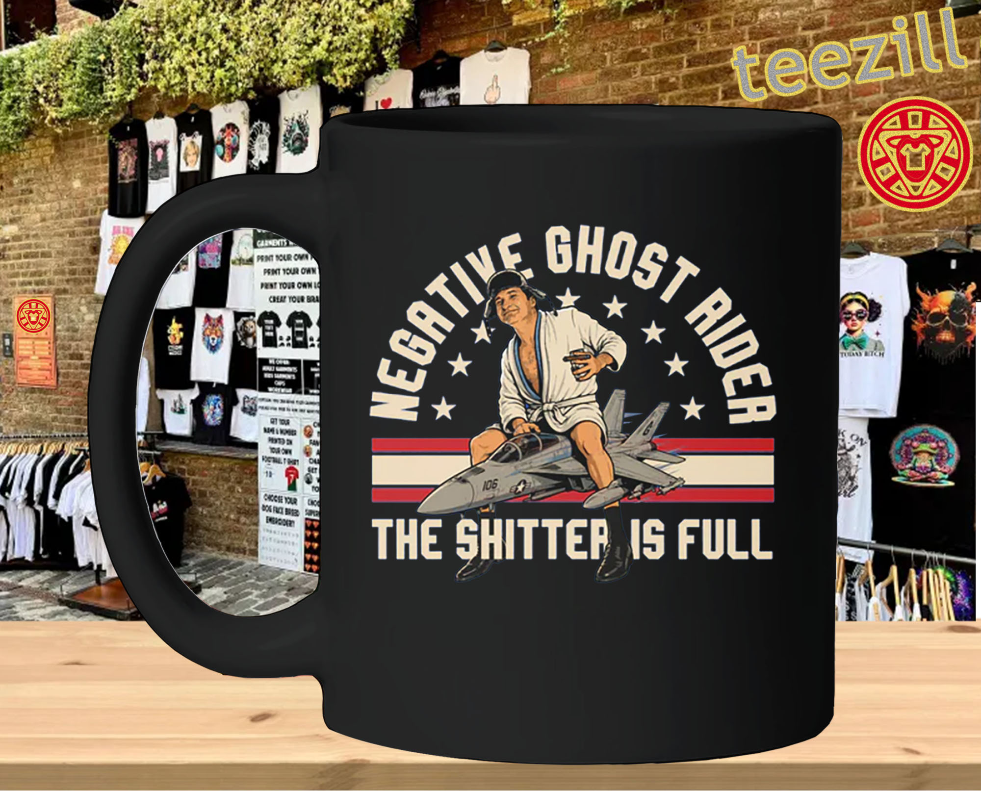 Negative Ghost Rider Shirt - The Shitter Is Full mug
