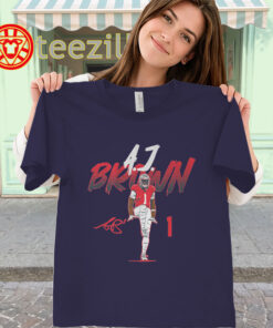 New England A.J. Brown Shirt – Name Number Pose Design classic