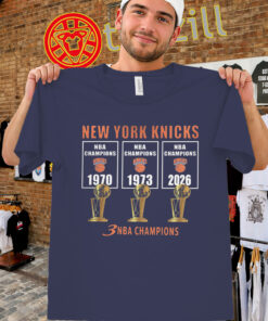 New York Knicks 3 NBA Champions Shirt - 1970 1973 2026 unisex