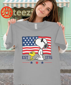 Snoopy 4th of July Shirt - Patriotic EST 1776 American Flag Tee-classic