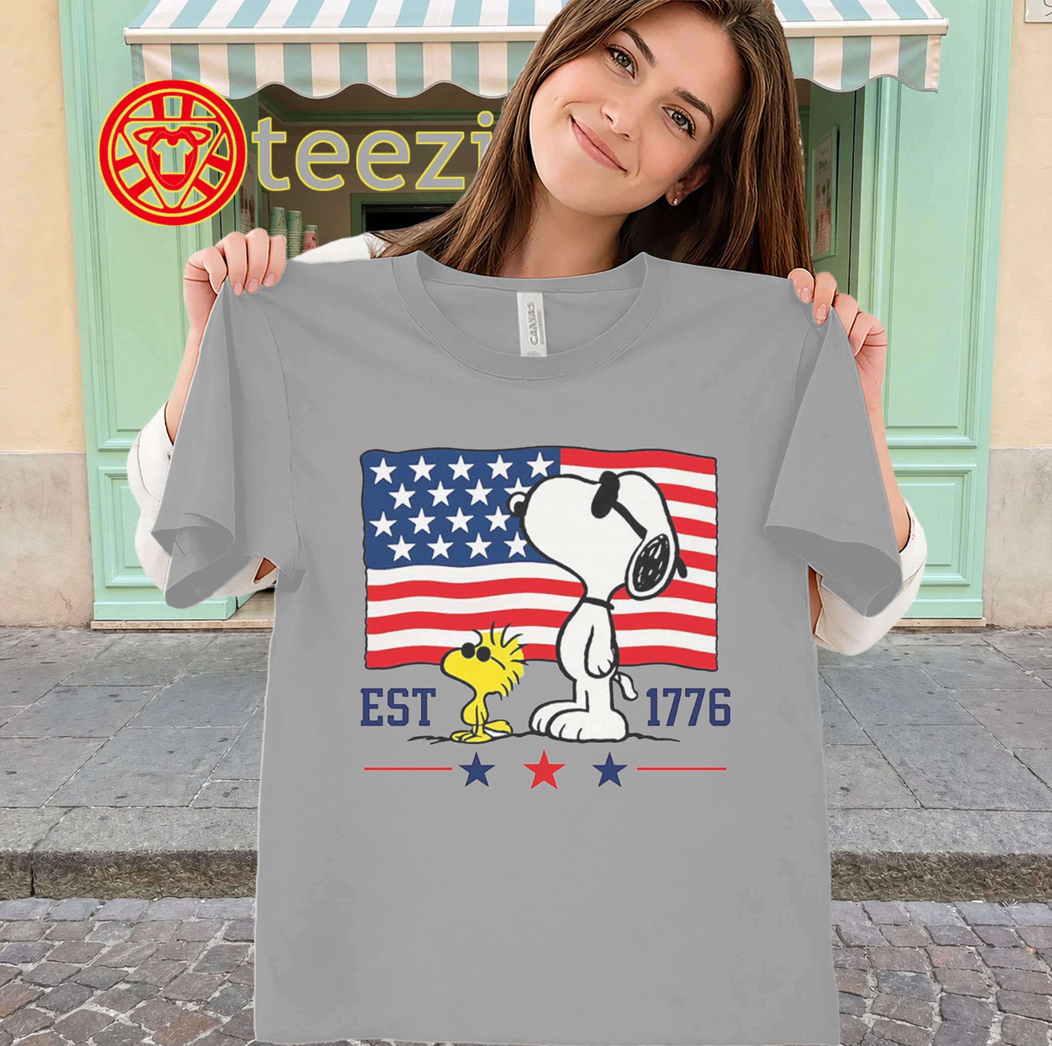 Snoopy 4th of July Shirt - Patriotic EST 1776 American Flag Tee-classic